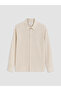 Özmarka New Season Ecru Regular Fit Striped Men's Shirt - 5