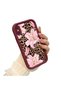 iPhone XS Max Compatible Case Camera Protector Flower Case Burgundy Lover Couple Silicone Phone Case - 2