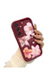 Samsung Galaxy M15 Compatible Case Camera Protective Flower Case Burgundy Lover Couple Silicone Phone Case - 3