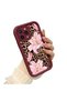 iPhone 15 Pro Max Compatible Case Camera Protector Floral Case Burgundy Lover Couple Silicone Phone Case - 3