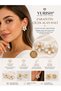 Women's Gold White Gray Pearlescent Flower Figured Enamel Model 2-Piece Earrings