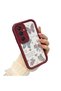 Samsung Galaxy A24 Compatible Case Camera Protector Heart Pattern Burgundy Dear Couple Silicone Phone Case - 3