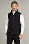 Men's Black Nova Fabric Stand Collar Waterproof Zippered Inflatable Vest