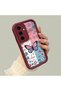 Samsung Galaxy S24 Fe Compatible Case Camera Protector Stitch Pattern Burgundy Lover Couple Silicone Phone Case - 2