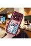 Xiaomi Redmi Note 14 Pro 4g Compatible Case Camera Protector Stitch Pattern Maroon Lover Couple Silicone Phone Case