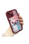 iPhone 15 Compatible Case Camera Protector Stitch Pattern Claret Red Beloved Couple Silicone Phone Case - 3