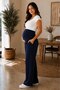 Women's High Waist Pleated Hidden Pocket Relaxed Fit Wide Leg Maternity Pants - 2
