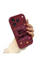 iPhone 17/18 Pro Compatible Case Camera Protector Heart Pattern Burgundy Lover Couple Silicone Phone Case - 2