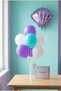 Purple Sea Shell (Mussel) Balloon Stand Set |   Transparent 7-Piece Stand + Purple Mussel Foil Balloon + 7 Latex Balloons