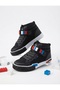 Children's Long Ankle Boots with Velcro and Laces for All Seasons - Black Blue