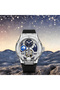 Rotating Globe Skeleton Automatic Watch for Men 24 Hour Luxury Mechanical Glass Luminous Dial Silicone Strap Stainless Steel - 6