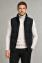 Men's Black Nova Fabric Stand Collar Waterproof Zippered Inflatable Vest - 3