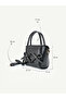 Black Shk342 Faux Leather, Zippered, Bow Detail, Long Strap, Hand, Arm and Shoulder Bag - 8