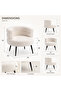 Modern Bouclé Accent Chair with Curved Backrest, Upholstered Vanity Chair with Black Metal Legs for Living Room, Bedroom & Makeup Room - 3