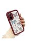 Realme C67 Compatible Case Camera Protector Heart Pattern Burgundy Lover Couple Silicone Phone Case - 2