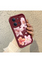Redmi 15C 5g Compatible Case Camera Protective Flower Case Maroon Lover Couple Silicone Phone Case - 3