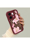 Oppo Reno 14 Pro 5g Compatible Case Camera Protective Floral Case Claret Red Beloved Couple Silicone Phone Case - 3