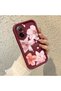 Realme C67 Compatible Case Camera Protector Floral Case Burgundy Lover Couple Silicone Phone Case - 3