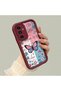 Samsung Galaxy A13 5g Compatible Case Camera Protective Stitch Pattern Burgundy Lover Couple Silicone Phone Case - 2