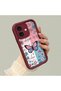 iPhone 16 Compatible Case Camera Protector Stitch Pattern Burgundy Couple Silicone Phone Case - 2