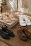 Gold Color Ring Detailed Casual Sporty Stylish Women's Sandals, Cream Beige Casual Women's Sandals - 2