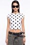 Women's Slim Blouse Luna Dot Polka Dot Printed White – Lycra Ribbed, Comfortable Fit, 100% Cotton - 2