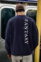 Men's Oversize Sweatshirt Fantasy Back Printed Navy Blue – Crew Neck, 3 Thread Raster Fleece - 4