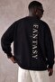 Men's Oversize Sweatshirt Fantasy Back Printed Black – Crew Neck, 3 Thread Raster Fleece - 4