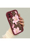 Samsung Galaxy A04 Compatible Case Camera Protective Flower Case Burgundy Lover Couple Silicone Phone Case - 2