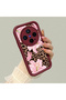 Vivo X300 Compatible Case Camera Protector Flower Case Burgundy Lover Couple Silicone Phone Case - 3