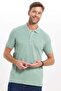 Men's Slim Fit Premium Series 100% Cotton Soft Textured Mercerized Green Polo Collar T-Shirt