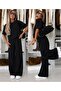 Women's Short Sleeve Crew Neck Modal Blouse and Pants Two-Piece Set