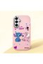 Samsung Galaxy A16 Compatible Case Camera Protective Pink Stitch Patterned Silicone Couple Phone Case