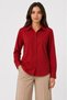 Long Sleeve Shirt with Buttons, Classic Collar, Suitable for Casual and Office Wear - Red - 2