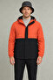 Men's Orange Black Water Resistant Hooded Zippered Raincoat&Windbreaker - 2
