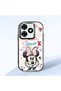 Infinix Smart 8 Pro Compatible Case Camera Protector Black Minnie Patterned Silicone Lover Couple Phone Case