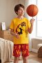 Boys Basketball Printed T-Shirt and Shorts 2-Piece Set – Yellow Red - 4