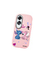 Oppo A60 Compatible Case Camera Protector Pink Stitch Patterned Silicone Lover Couple Phone Case - 3