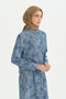 Plus Size Stone Patterned Long Tunic - Indigo - 2