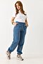 Three-Threaded Ruffled Women's Sweatpants Indigo - 3