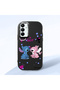 Samsung Galaxy A15 Compatible Case Camera Protective Black Stitch Patterned Silicone Beloved Couple Phone Case