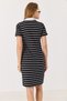 Women's Crew Neck Striped Cotton Short Sleeve Dress Black - 6