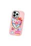 iPhone 13 Pro Compatible Case Camera Protector Pink Heart Pattern Silicone Lover Couple Phone Case - 3