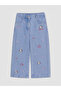 Wideleg hello kitty embroidered girl's jean pants - 2