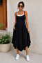 Elegant and Comfortable Women's Contrast Strap Detailed Asymmetrical Cut Loose Dress - 3