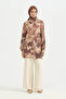 Balloon Sleeve Patterned Viscose Tunic - Plum