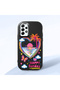 Samsung Galaxy A52S Compatible Case Camera Protective Black Heart Patterned Silicone Lover Couple Phone Case