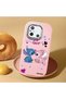 Redmi 12C Compatible Case Camera Protector Pink Stitch Patterned Silicone Lover Couple Phone Case - 2