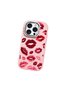 iPhone 15 Pro Compatible Case Camera Protector Pink Kiss Pattern Silicone Lover Couple Phone Case - 3