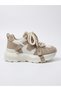 Women's Detailed Lace-Up High-Sole Walking Shoes Sneaker - 3